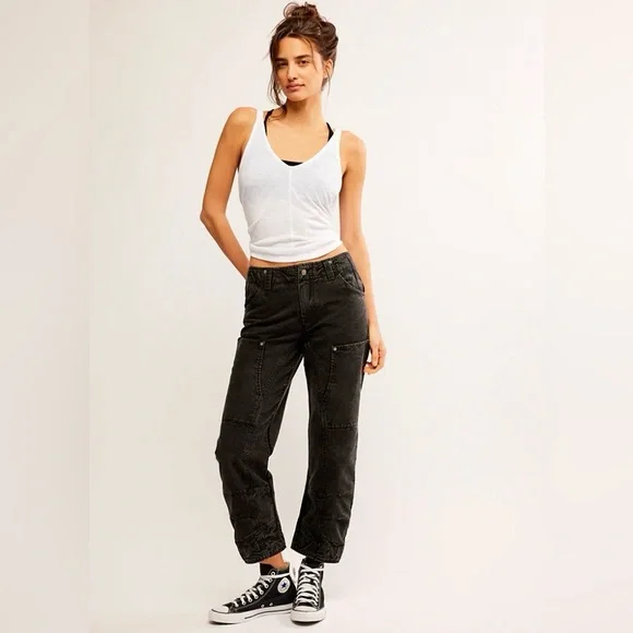 🌻🆕FREE PEOPLE We The Free Supersonic Slim Pants-BLACK COLOR-SIZE 2 & 4 - Picture 6 of 15